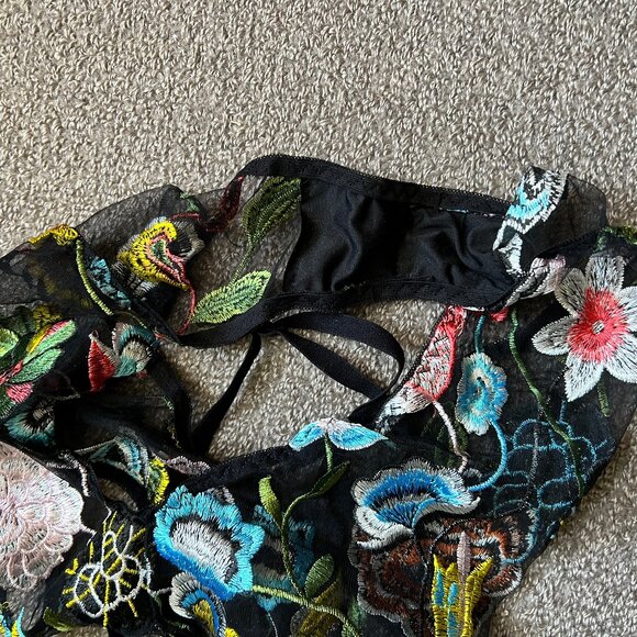 Rose & Feather Wild Thing Bodysuit Sheer Embroidered Floral Black Lingerie | S - Picture 6 of 14